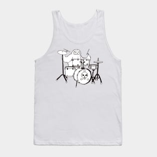 Black Line Drum Set Sloth Tank Top